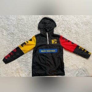MTV Music Television 1/4 Zip Windbreaker Jacket 80s 90s Retro Hooded Unisex M